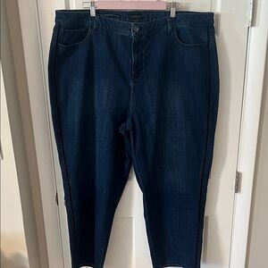 Talbots Plus High Waist Straight Ankle Jean Velvet trim on side legs Size 24W